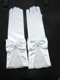 1Pair White Wedding Bowknot Bridal Gloves 37cm