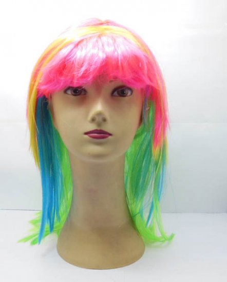 4Pcs Colorful Long Straight Cosplay Party Hair Wig 54cm - Click Image to Close