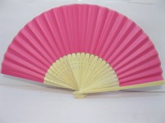 (image for) 10X DIY Plain Fuschia Paper Hand Fans for Wedding 21cm