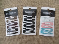 (image for) 1Sheet X 6Pcs Plain Snap Hair Clips/Grips Sleepies Bendies
