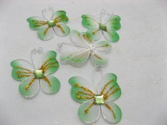 (image for) 100 Green Glitter Butterfly Charms Craft Topper pd-o77