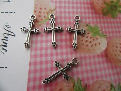 (image for) 300Pcs Antique Silver Alloy Metal Cross Pendant Charm 22x12mm
