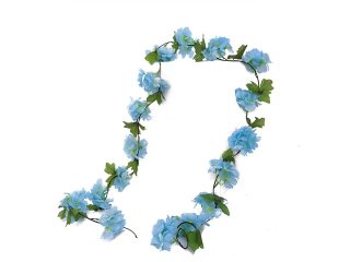 (image for) 6Pcs 18 Head Blue Cherry Blossom Sakura Leaf Garland Vine String