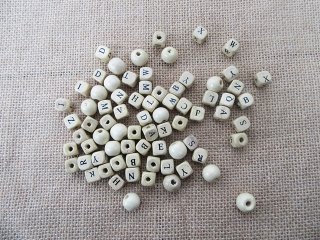 250Grams Round Cube Wooden Loose Beads Assorted for Crafts