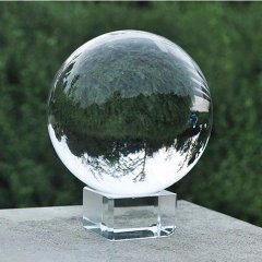 1X 80mm Clear Crystal Sphere Balls With Glass Base