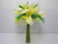1X Lily Bridal Bouquet Holding Flowers Wedding Favor Yellow