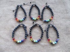 (image for) 5Pcs Healing Bead Yoga Bracelet 7 Gemstone Chakra Lava Rock