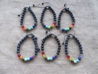 5Pcs Healing Bead Yoga Bracelet 7 Gemstone Chakra Lava Rock
