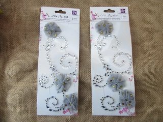 6Sheets Decorative Grey Flower Sticker Adhensive Embellishment (image for) 6Sheets Decorative Grey Flower Sticker Adhensive Embellishment