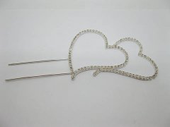 5Pc Silver Diamante Double Heart Wedding Cake Topper Decoration 5Pc Silver Diamante Double Heart Wedding Cake Topper Decoration