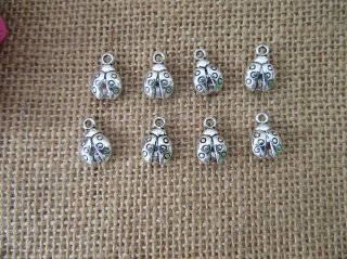 100Pcs New 3D Lady Bug Beads Charms Pendants Jewellery Findings