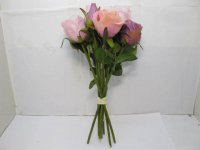 1X Rose Bridal Bouquet Wedding Artificial Flower Pink&Purple