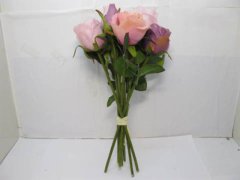 (image for) 1X Rose Bridal Bouquet Wedding Artificial Flower Pink&Purple