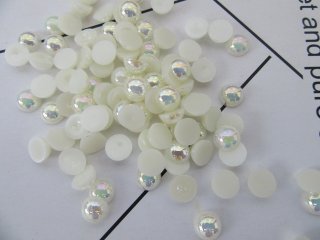 500Pcs Ivory 10mm Semi Simulated Pearl Bead Flatback (image for) 500Pcs Ivory 10mm Semi Simulated Pearl Bead Flatback
