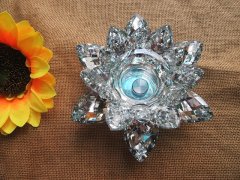 (image for) 1X Stunning Silver Crystal Lotus Flower Art Deco Candle Holder