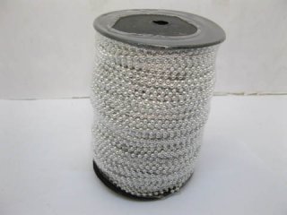 1Roll X 100Yds Silver Plated Ball Beaded Chain for Craft 3mm