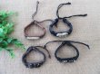 (image for) 12Pcs Fashion Leather Drawstring Tribe Bracelets Assorted
