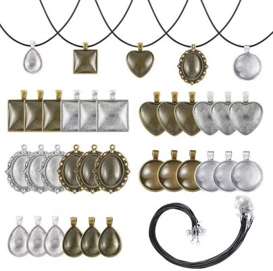 75Pcs DIY Vintage Pendant Making Necklaces Set Jewellery Finding - Click Image to Close