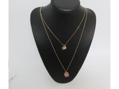(image for) 3Pcs 2-String Metal Chain Necklace Assorted with Gemstone Pendan