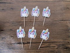 (image for) 4x30Pcs Unicorn Pony Palillos Cake Topper Wedding Party Favor