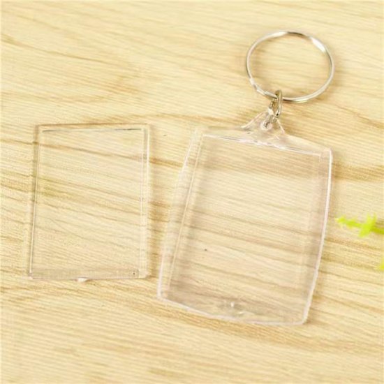 40Pcs Clear Acrylic Blank Insert Photo-Frame Key Rings 6x4cm - Click Image to Close