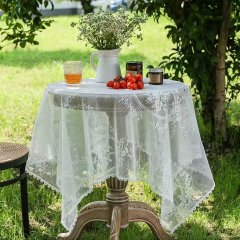 1Pc White Lace Floral Tablecloth Table Cover D?cor