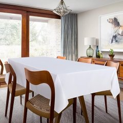 (image for) 1Pc White Rectangle Tablecloth Washable Table Cover Dining Party Favors