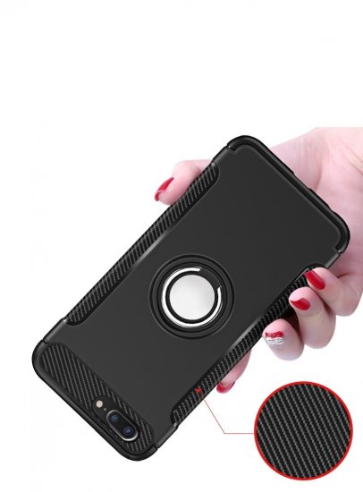 1X iPhone8 Black Magnetic Shockproof Case Cover with Ring Car Ho - Click Image to Close