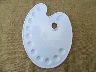 12Pcs White Large Kidney-Shaped Palette 2 Designs (image for) 12Pcs White Large Kidney-Shaped Palette 2 Designs