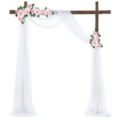 (image for) 1Pc White Wedding Arch Chiffon Backdrop Curtain Drape Background