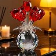 1Pc Crystal Red 7-Headed Rose Flower Bouquet Ornament Eternal Rose Decorative Gift (image for) 1Pc Crystal Red 7-Headed Rose Flower Bouquet Ornament Eternal Rose Decorative Gift