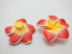 (image for) 50 Red Fimo Beads Frangipani Jewellery Finding 5cm