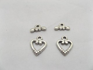 200 Sets alloy Heart Jewelry Toggle Clasps