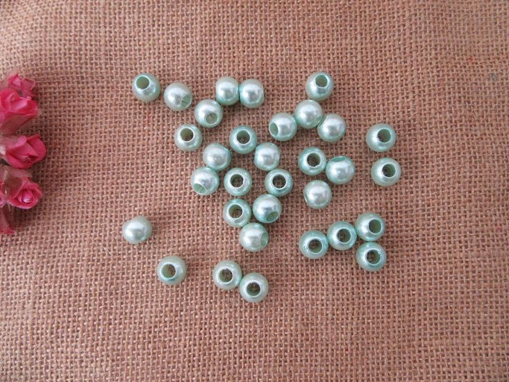 250g (400Pcs) Bluish Simulate Pearl Beads Barrel Pony Beads 12mm - Click Image to Close