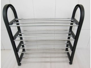 1Pc 4 Tier Black Shoe Holder Display Rack 53.5cm