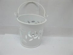 (image for) 10 White Hollow Mini Tin Pail Bucket Wedding Favor