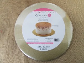 3Pcs Golden Color Round Cake Board Plate Party Favors 30.4cm Dia (image for) 3Pcs Golden Color Round Cake Board Plate Party Favors 30.4cm Dia