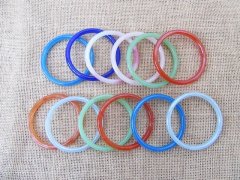 (image for) 12Pcs Glass Jade Bangle Bracelets 72x8mm Mixed