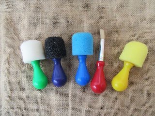 4Packs x 5Pcs Easy Grip Texture Brushes Paint Art For Kids (image for) 4Packs x 5Pcs Easy Grip Texture Brushes Paint Art For Kids