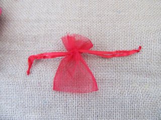 98Pcs Red Drawstring Jewelry Gift Pouches 7x5cm