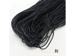 (image for) 50m Black Round Bolo Braided Leather Cord String DIY Craft Jewel
