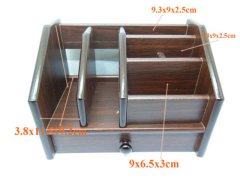 (image for) 1X Brown Desktop MDF File Tray with Drawer 150x208x135mm