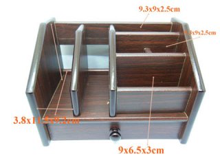 1X Brown Desktop MDF File Tray with Drawer 150x208x135mm
