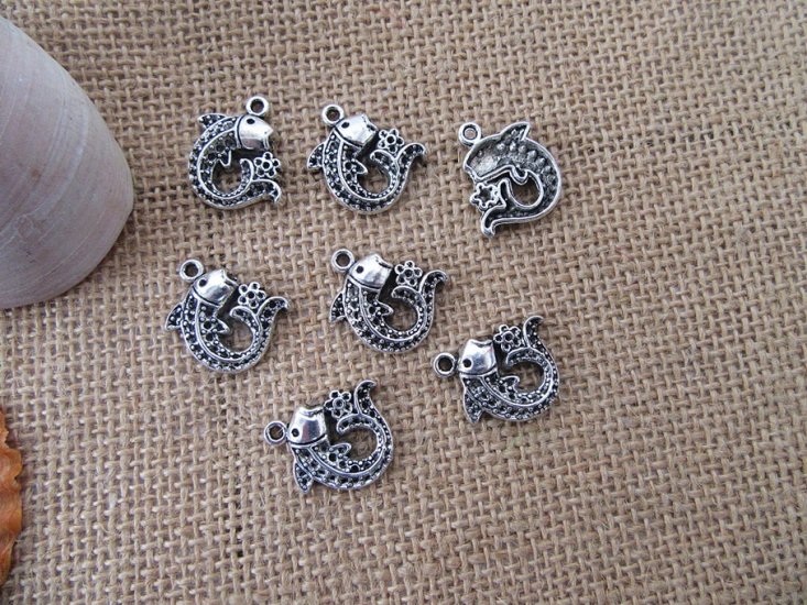 100Pcs New Koi Fish Beads Charms Pendants Jewellery Findings - Click Image to Close