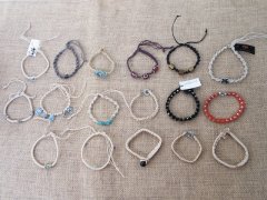 (image for) 25Pcs Hemp Knitted Bracelets with Beads Charms Assorted