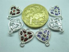 (image for) 500 Metal Heart 2-Strand Connector Pendant Jewelery Finding