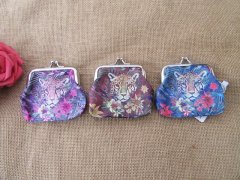 (image for) 12Pcs Clutch Coin Purse Wallet Twist Lock w/Tiger Design Mixed