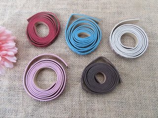 12Roll x 118cm Leatherette Flat Cord Rope Jewellery Band 1cm Wid
