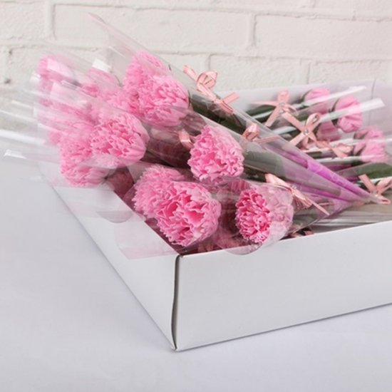 60Pcs Pink Bath Artificial Carnation Soap Flower Mother's Day - Click Image to Close