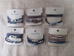 (image for) 12Sheets x 2Pcs Fashion Leather Drawstring Tribe Bracelets